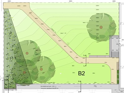 Detail tweede binnentuin Hasselaerhof. Technische uitwerking door Limes Landschapsadvies. Buiten de Perken, adviesbrueau groen en begraafplaatsen